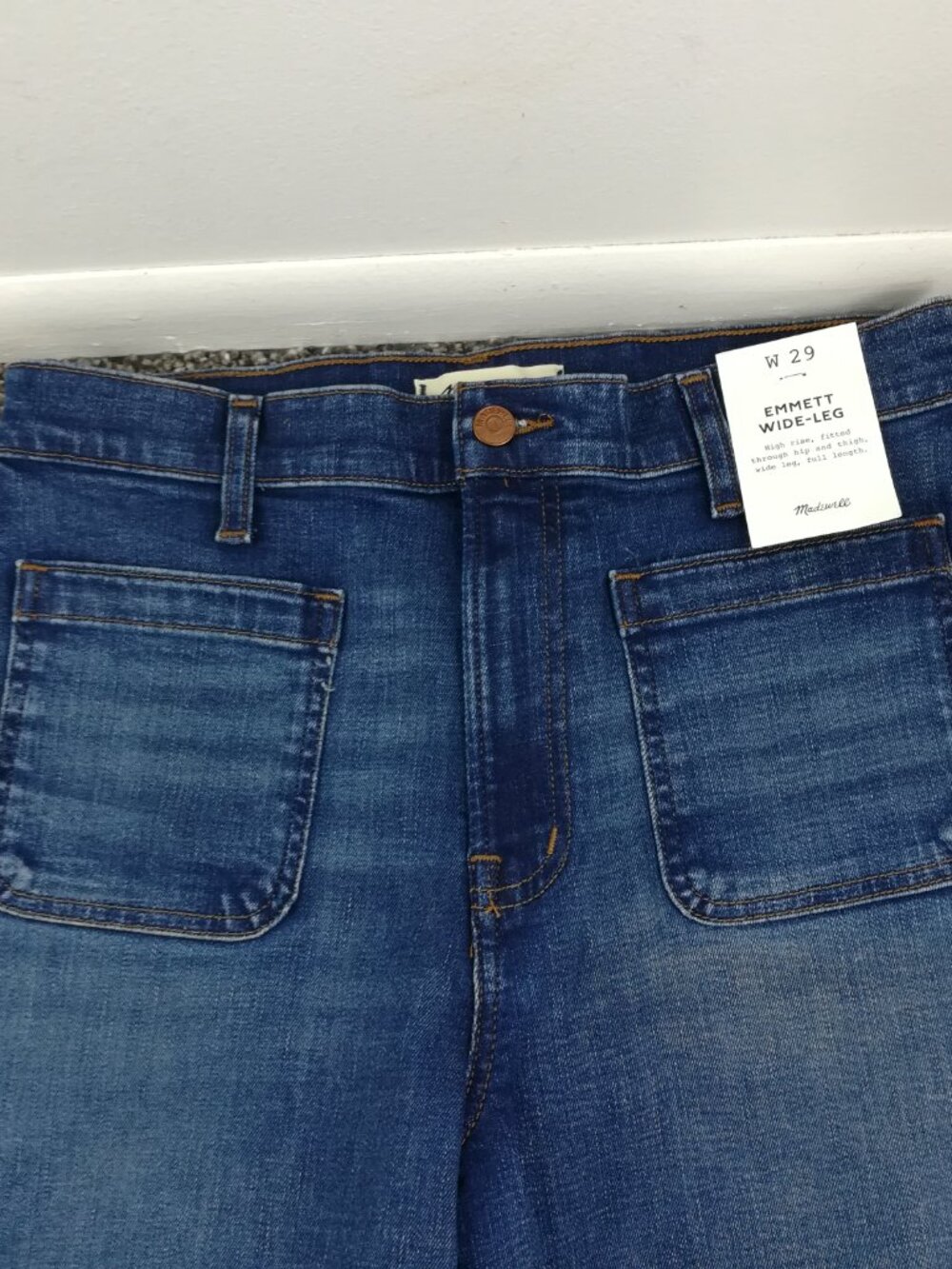 NWT 2024 Madewell Jeans Emmett Wide Leg Patch Pocket Blue Womens 29 NR479 $138 - Picture 3 of 13